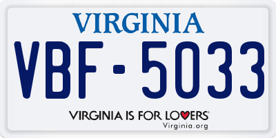 VA license plate VBF5033