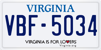 VA license plate VBF5034