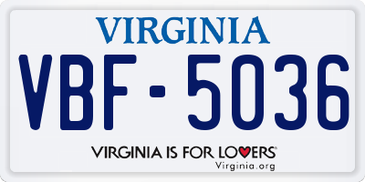 VA license plate VBF5036