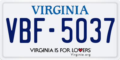 VA license plate VBF5037