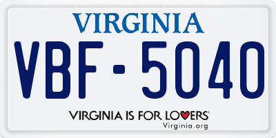 VA license plate VBF5040