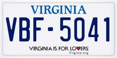 VA license plate VBF5041