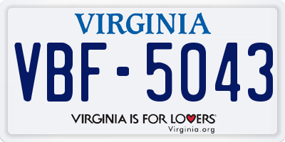 VA license plate VBF5043