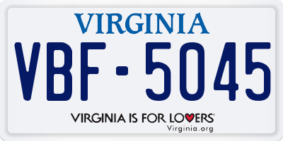 VA license plate VBF5045