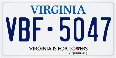 VA license plate VBF5047