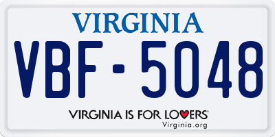 VA license plate VBF5048