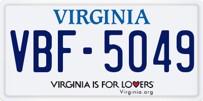 VA license plate VBF5049