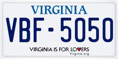VA license plate VBF5050