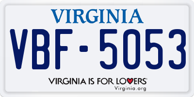 VA license plate VBF5053