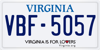 VA license plate VBF5057