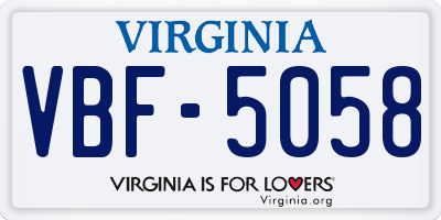 VA license plate VBF5058