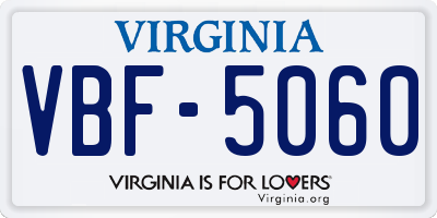 VA license plate VBF5060