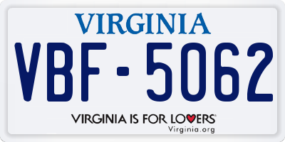 VA license plate VBF5062