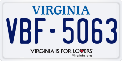 VA license plate VBF5063