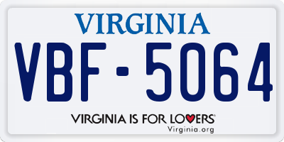VA license plate VBF5064