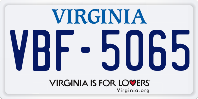 VA license plate VBF5065