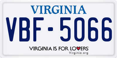 VA license plate VBF5066