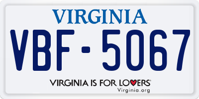 VA license plate VBF5067