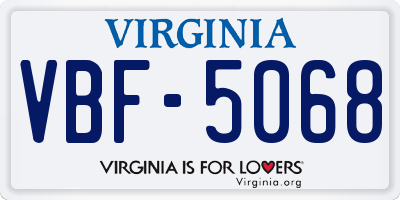 VA license plate VBF5068