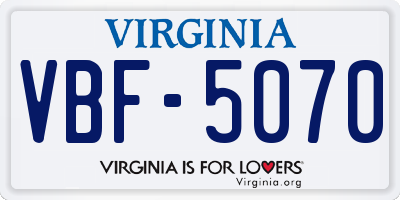 VA license plate VBF5070