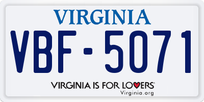 VA license plate VBF5071