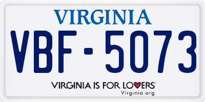 VA license plate VBF5073
