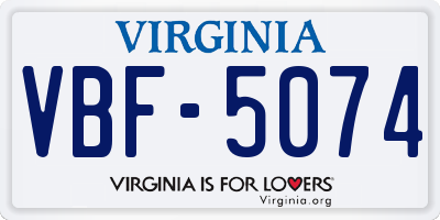 VA license plate VBF5074