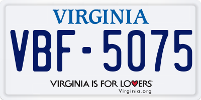 VA license plate VBF5075