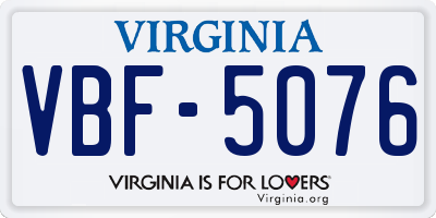 VA license plate VBF5076