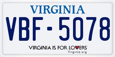 VA license plate VBF5078