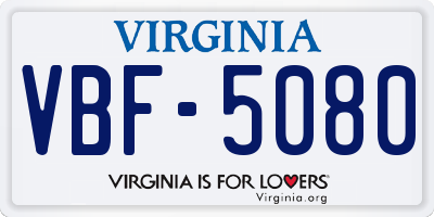 VA license plate VBF5080