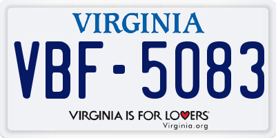 VA license plate VBF5083