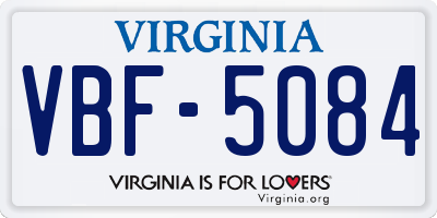 VA license plate VBF5084