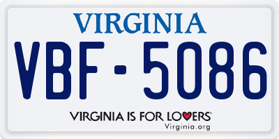 VA license plate VBF5086