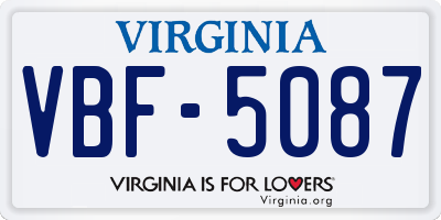 VA license plate VBF5087