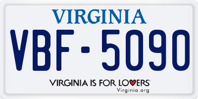 VA license plate VBF5090