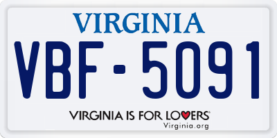 VA license plate VBF5091