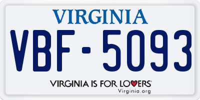 VA license plate VBF5093