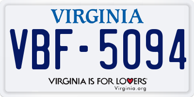 VA license plate VBF5094