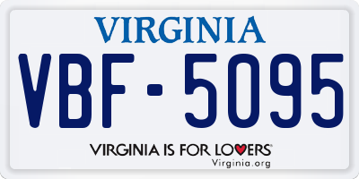 VA license plate VBF5095