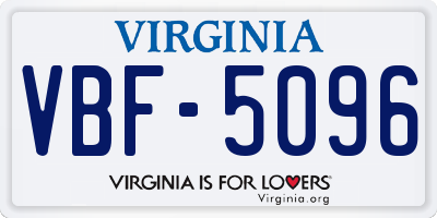 VA license plate VBF5096