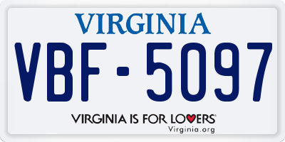 VA license plate VBF5097