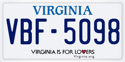 VA license plate VBF5098
