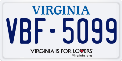 VA license plate VBF5099