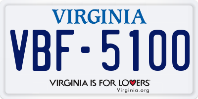 VA license plate VBF5100