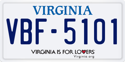 VA license plate VBF5101