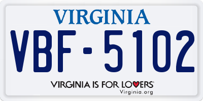 VA license plate VBF5102