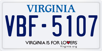 VA license plate VBF5107
