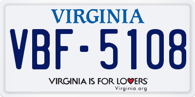 VA license plate VBF5108