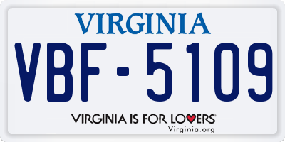 VA license plate VBF5109